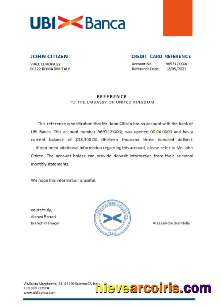 Italy Ubi Banca reference